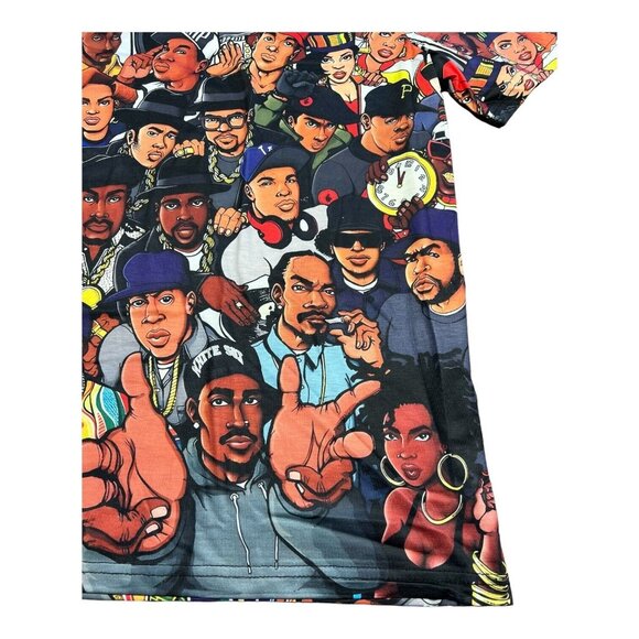 Hip Hop Legends All Over Rapper Print Tee T-Shirt Wu-Tang Snoop Jay-Z - Picture 6 of 7